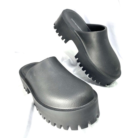 Jeffrey Campbell Charcoal Textured Platform Mules - Picture 1 of 8